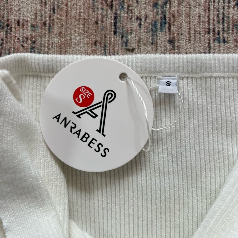 Anrabess Womens Sweater Knit Elegant White Knotted Tank Top - Picture 3 of 3